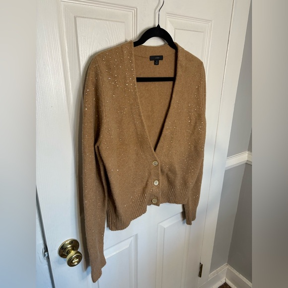 J.Crew Supersoft Sparkle V-Neck Cardigan – Size Medium | Camel - Picture 3 of 12